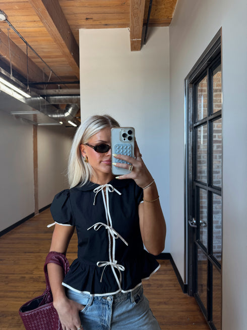 Tea Time Bow Top // Black