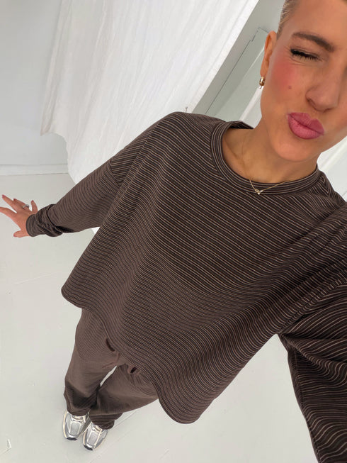 Sunny Stripe Pullover // Espresso *PREORDER*
