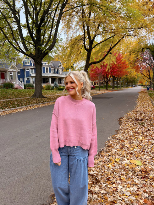 Stay Rosy Ribbed Sweater