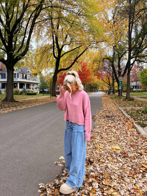 Stay Rosy Ribbed Sweater