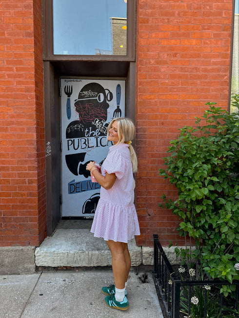 Stevie Striped Dress// Pink