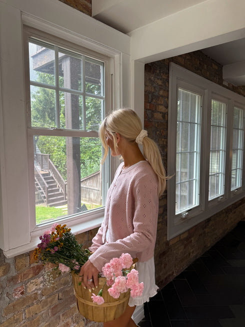 Clara Pointelle Cardigan // Blush *RESTOCKED*