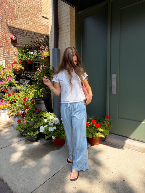 Sol Satin Pant // Sky