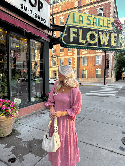 Lillies Love Midi Dress// Pink