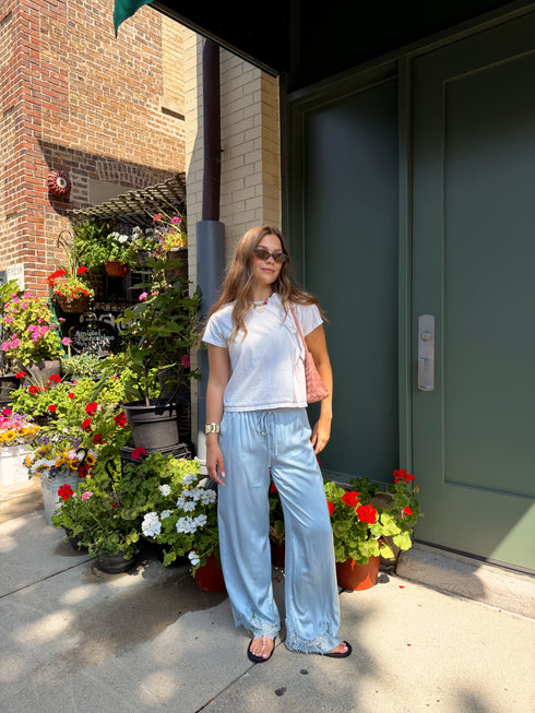Sol Satin Pant // Sky