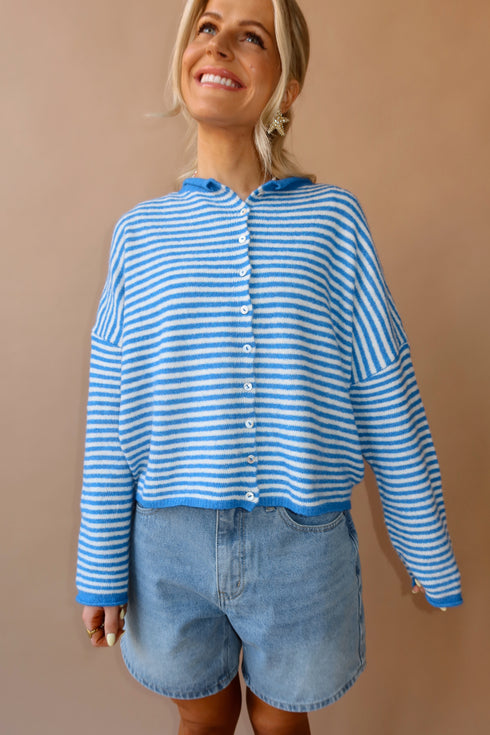 Coco Cutie Cardigan // Blue Stripe