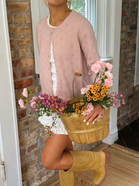 Clara Pointelle Cardigan // Blush *RESTOCKED*