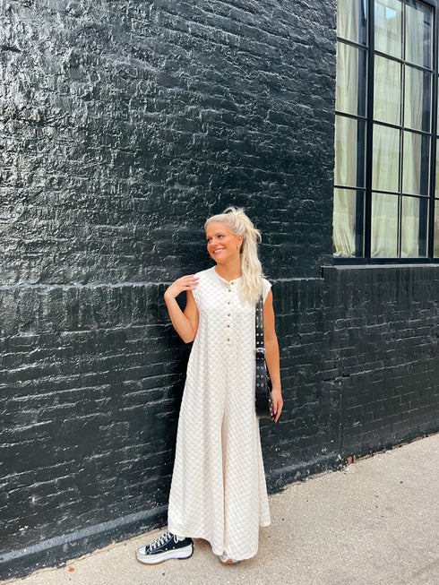 The Bowie Checkered Jumpsuit // Ivory *RESTOCKED*