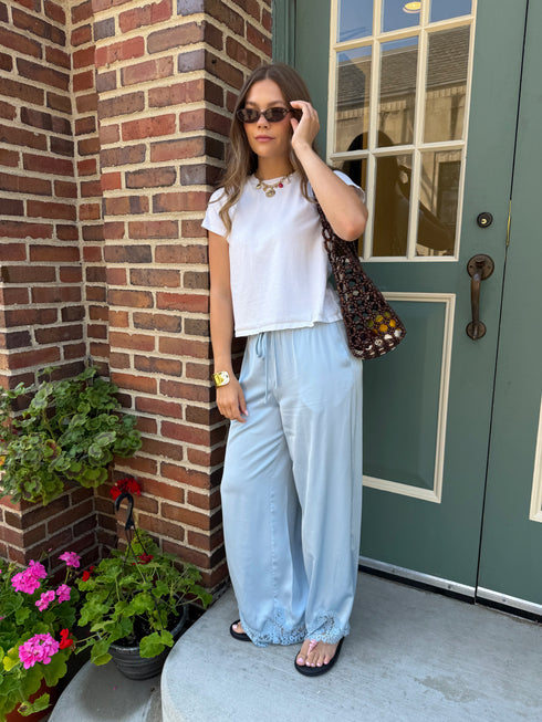 Sol Satin Pant // Sky