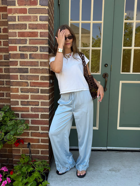 Sol Satin Pant // Sky