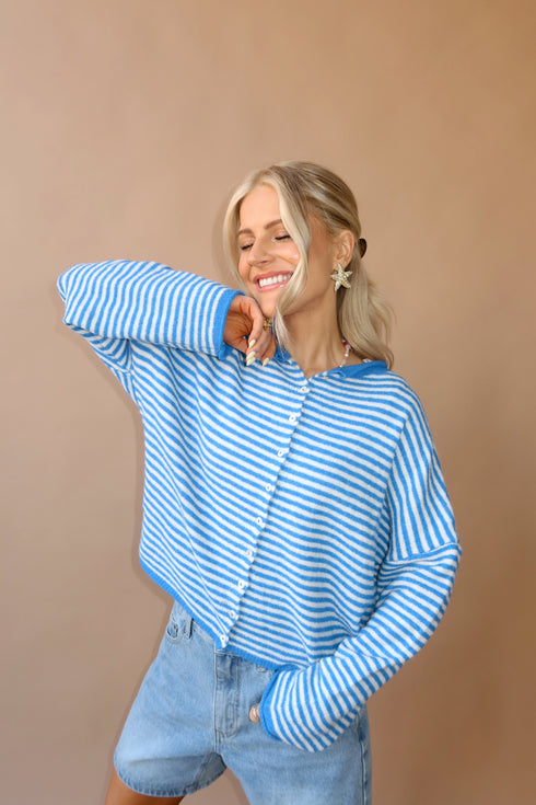 Coco Cutie Cardigan // Blue Stripe