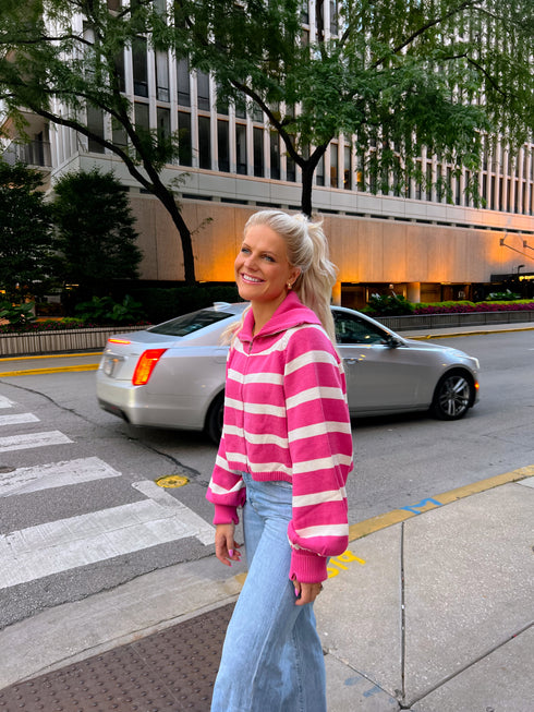 Boyish Babe Striped Pullover// Pink