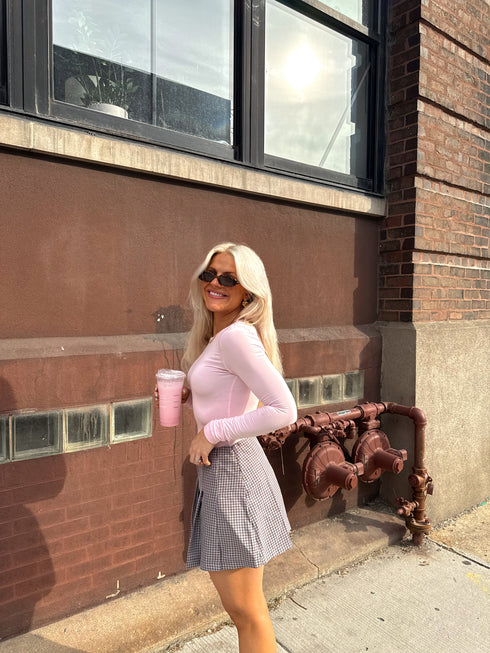 Pleated Princess Checked Skirt // Brown