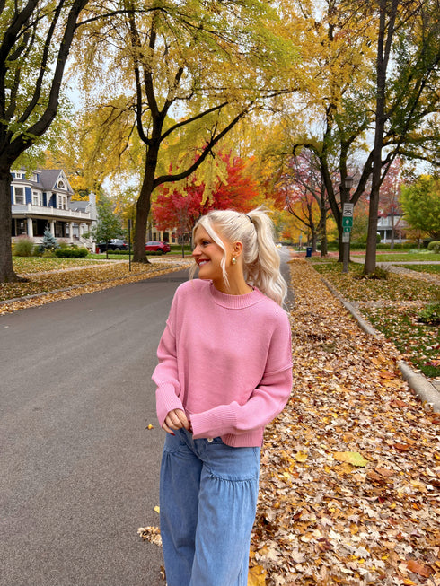 Stay Rosy Ribbed Sweater