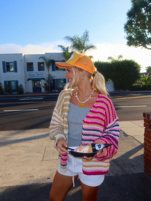 You're My Stripe Cardigan// Pink