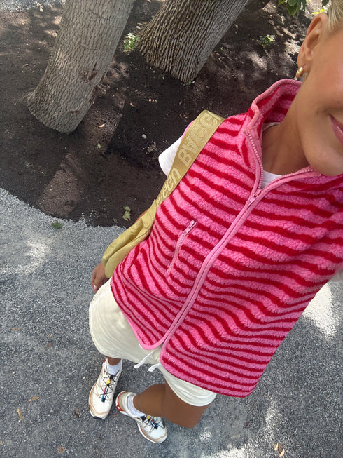 Camp Cutie Fleece Vest // Pink + Red *RESTOCKED*