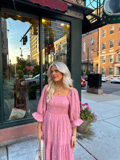 Lillies Love Midi Dress// Pink