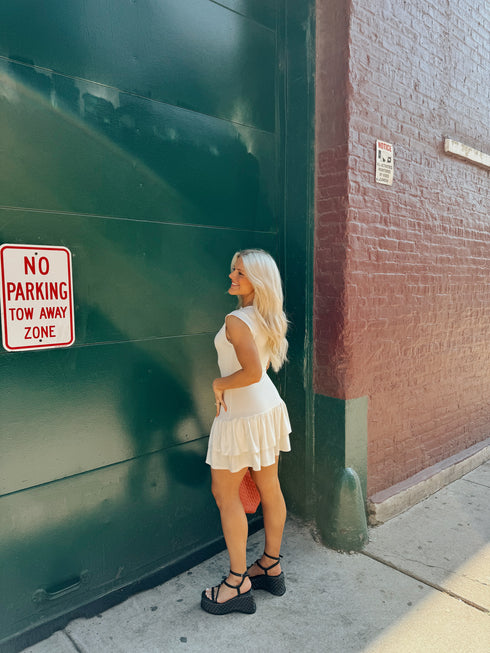 Let's Go Girls Dress// Cream