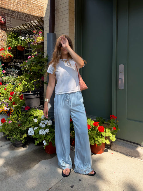 Sol Satin Pant // Sky
