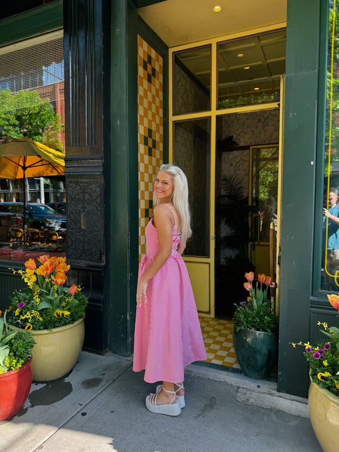 Hamptons House Midi Dress// Pink *RESTOCKED*