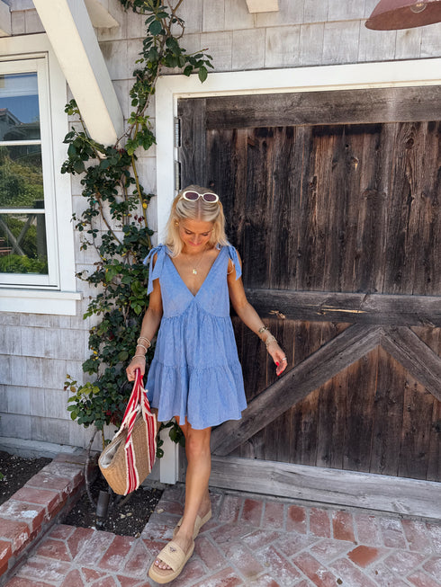 Flirty Fourth Dress// Blue Gingham