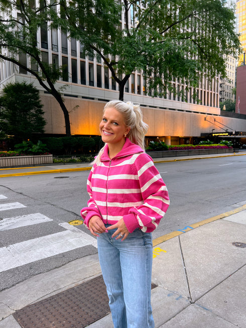 Boyish Babe Striped Pullover// Pink