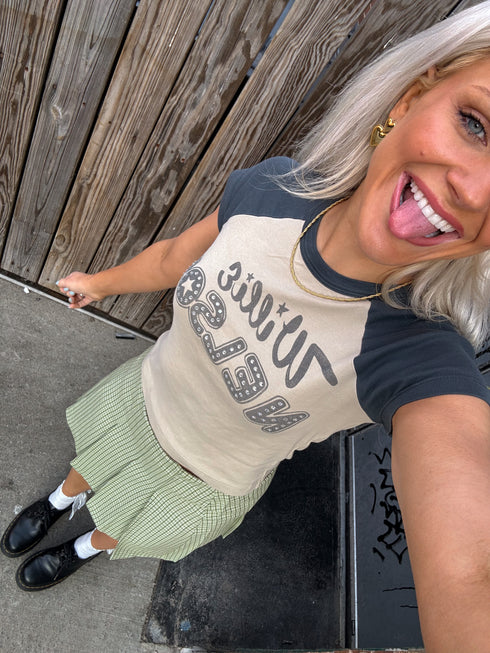 Pleated Princess Checked Skirt // Sage