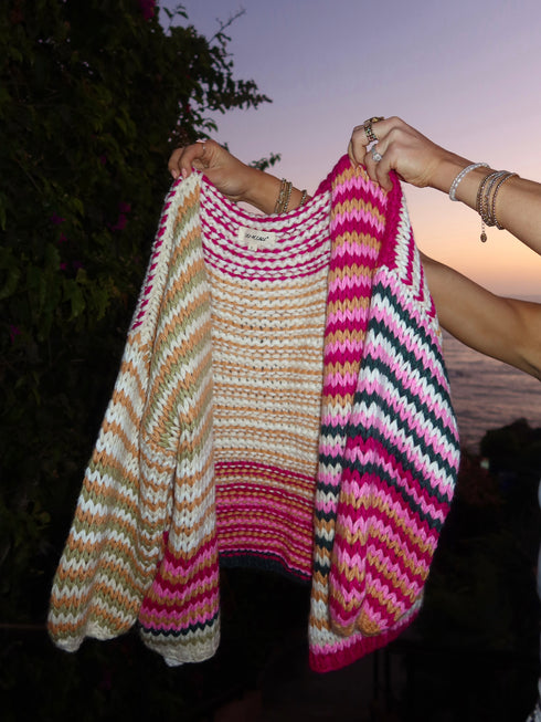 You're My Stripe Cardigan// Pink