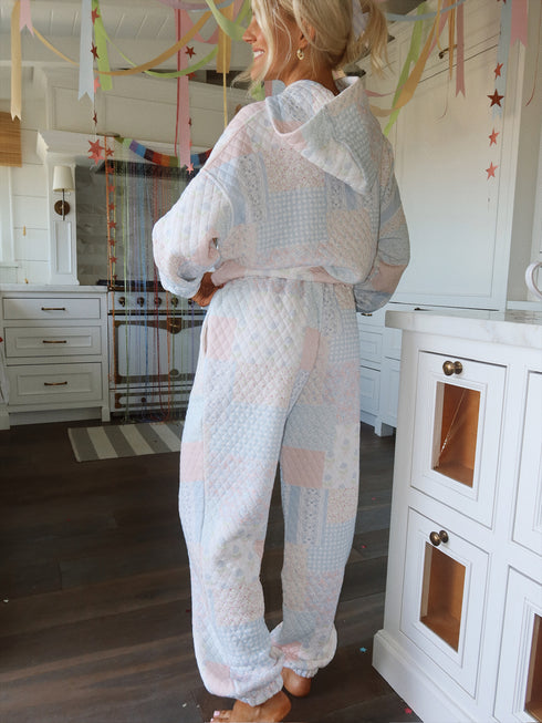 Club Quilted Pant // Blue Floral