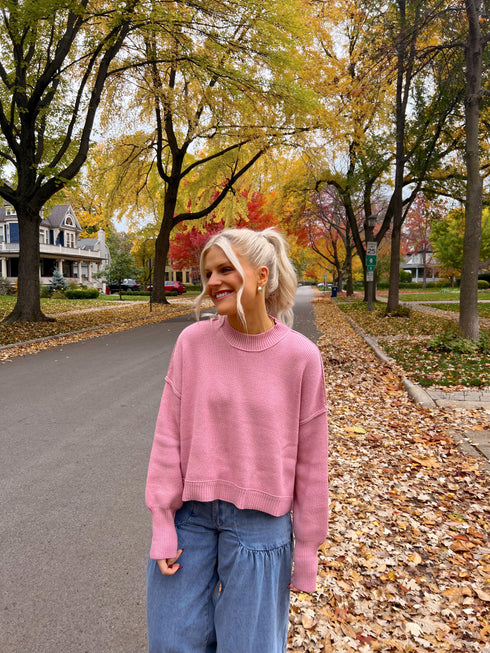 Stay Rosy Ribbed Sweater