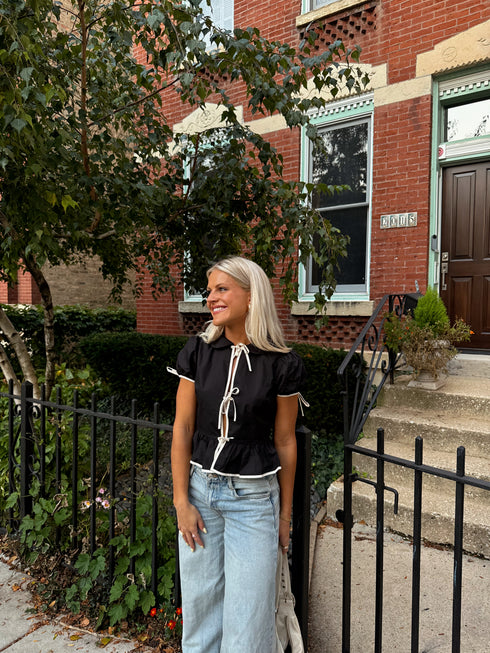 Tea Time Bow Top // Black