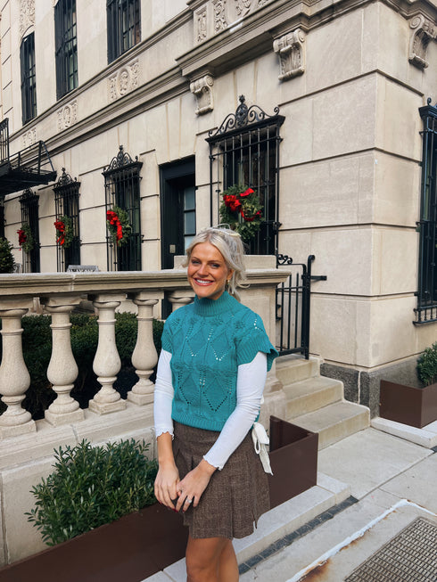 Bow Babe Sweater Top// Teal