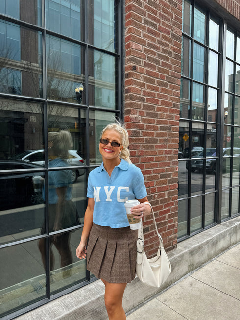 Game, Set, Match Knit Top // Sky Blue