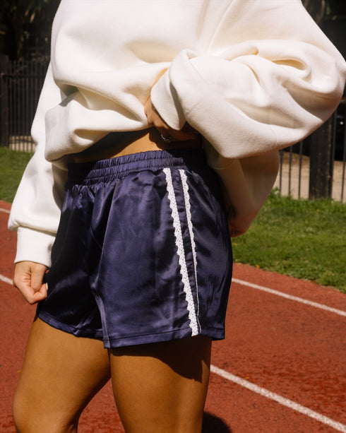 Track Star Satin Shorts // Navy