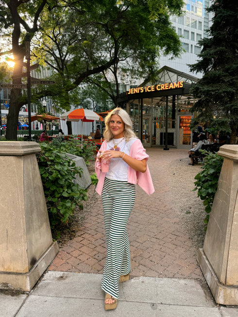 The Andie Striped Pant // Evergreen *RESTOCKED*