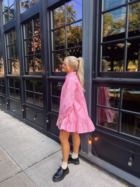 The Chloe Collared Dress// Pink