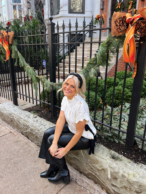 Bow Babe Sweater Top// White