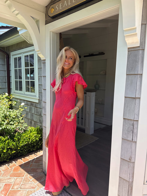 Clambake Linen Dress // Coral