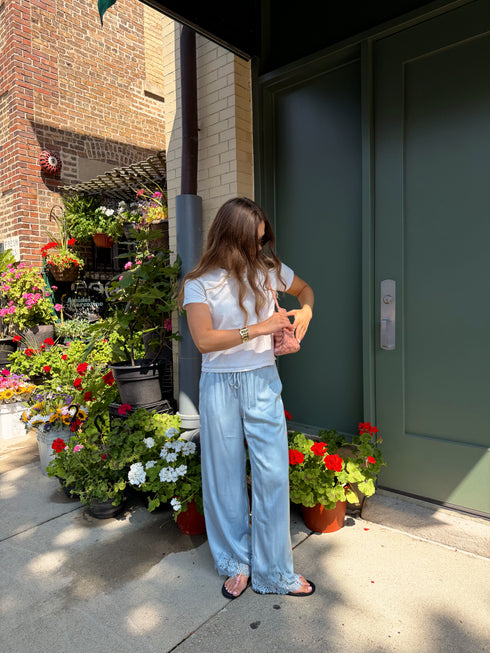 Sol Satin Pant // Sky