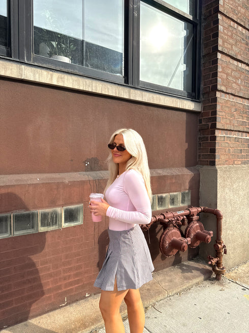 Pleated Princess Checked Skirt // Brown