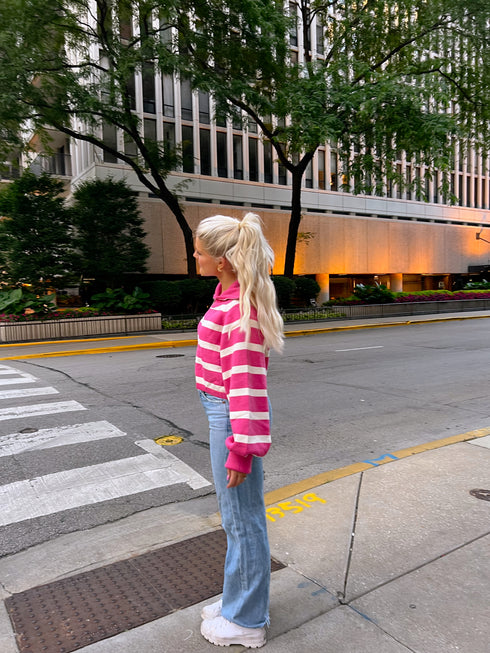 Boyish Babe Striped Pullover// Pink