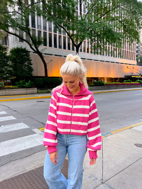 Boyish Babe Striped Pullover// Pink
