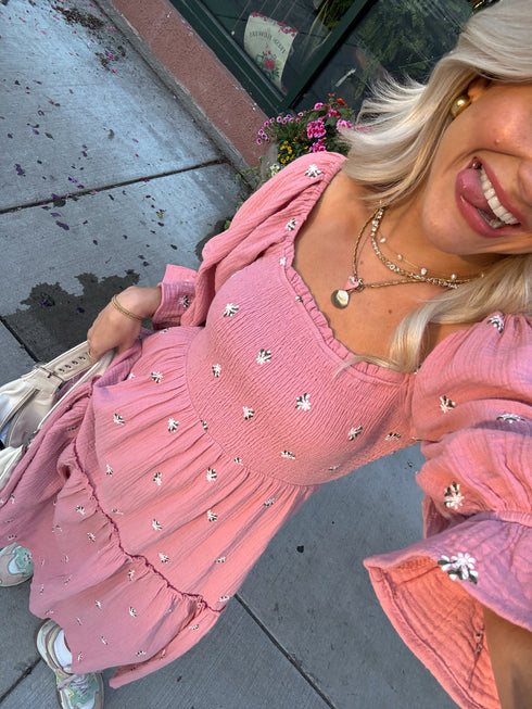 Lillies Love Midi Dress// Pink