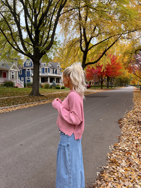 Stay Rosy Ribbed Sweater