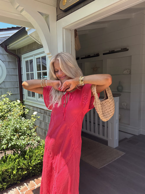 Clambake Linen Dress // Coral