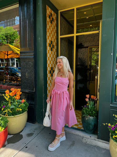 Hamptons House Midi Dress// Pink *RESTOCKED*