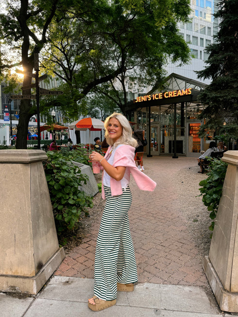 The Andie Striped Pant // Evergreen *RESTOCKED*