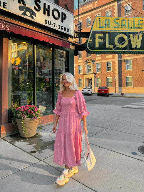 Lillies Love Midi Dress// Pink