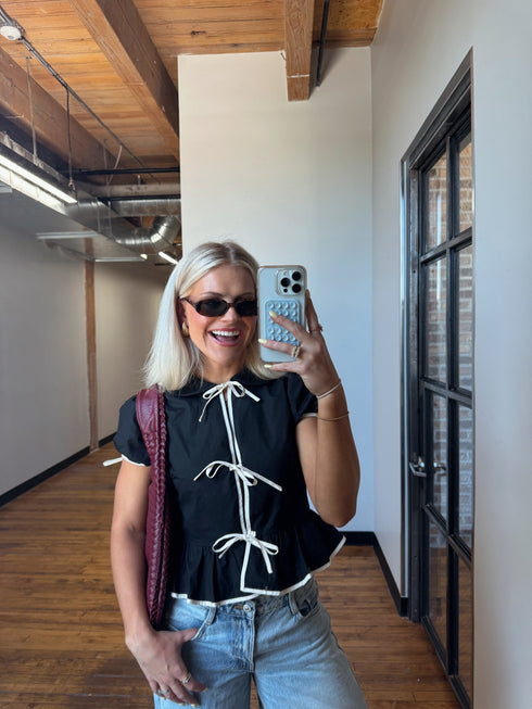 Tea Time Bow Top // Black