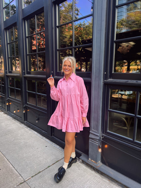 The Chloe Collared Dress// Pink